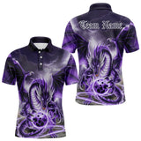 Maxcorners Purple Thunder Lightning Custom Dragon Bowling Polo Shirts For Men, Bowling Team Uniform LM2703