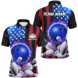 Maxcorners Red Bowling Ball USA Flag For Team Bowling Team Men And Women Polo Shirts, Bowling Pattern Outfits