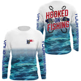 Maxcorners Personalized North Carolina Flag Long Sleeve Fishing Shirts, Hooked On Fishing  Fishing Shirt MT2108