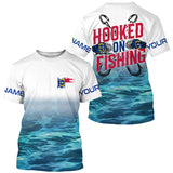 Maxcorners Personalized North Carolina Flag Long Sleeve Fishing Shirts, Hooked On Fishing Nc Fishing Shirt MT2108