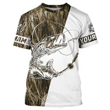Maxcorners Grass Lake Camo Custom Fish Skull Long Sleeve Fishing Shirts, Fish Skeleton Fishing Jerseys MT2108