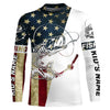 Maxcorners Personalized American Flag Fish Skull Fishing Shirts, Patriotic Long Sleeve Fishing Shirts LM0501