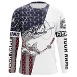 Maxcorners Personalized American Flag Fish Skull Fishing Shirts Patriotic Long Sleeve Fishing Shirts MT2108