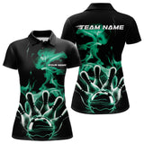 Maxcorners Custom Green Smoke Bowling Polo Team Shirts For Men, Flame Bowling League Shirt LM2707