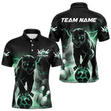 Maxcorners Green Thunder Lightning Custom Panther Bowling Polo Shirts For Men, Bowling Team Uniform