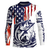 Maxcorners Flame American Flag Custom Bass Long Sleeve Tournament Fishing Shirts, Patriotic Bass Fishing Jersey LM0201