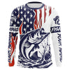 Maxcorners Flame American Flag Custom Bass Long Sleeve Tournament Fishing Shirts, Patriotic Bass Fishing Jersey LM0201
