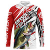 Maxcorners Largemouth Bass Fishing Custom Long Sleeve Tournament Shirts, Bass Fishing Jerseys | Red LM0201