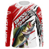 Maxcorners Largemouth Bass Fishing Custom Long Sleeve Tournament Shirts, Bass Fishing Jerseys | Red LM0201
