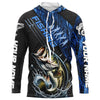 Maxcorners Custom Bass Fishing Long Sleeve Tournament Shirts, Bass Fisherman Jerseys | Blue Camo LM0201
