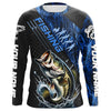 Maxcorners Custom Bass Fishing Long Sleeve Tournament Shirts, Bass Fisherman Jerseys | Blue Camo LM0201