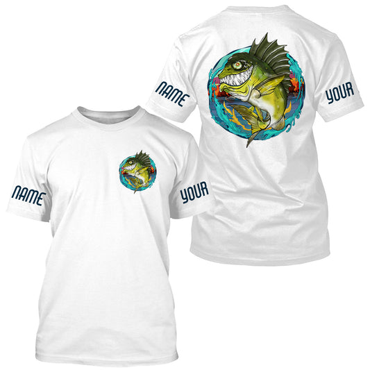 Maxcorners Custom Angry Bass Fishing jerseys, Largemouth Bass Long sleeve performance Fishing Shirts LM0201