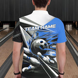 Maxcorners Custom Black And Blue Striking Bowling Polo Shirts For Men, Team Uniform Bowlers Outfits