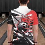 Maxcorners Custom Black And Red Striking Bowling Polo Shirts For Men, Team Uniform Bowlers Outfits