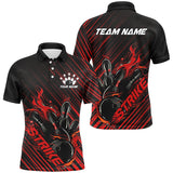 Maxcorners Custom Black And Red Flame Bowling Shirts, Strike Bowling Team Shirts Outfit Bowling