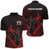 Maxcorners Custom Black And Red Flame Bowling Shirts, Strike Bowling Team Shirts Outfit Bowling