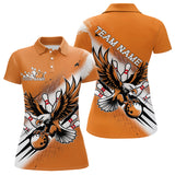 Maxcorners Custom Orange Eagle Bowling Jerseys, Eagle Bowling Men & Women Polo Shirts Team Uniform Bowlers Outfit