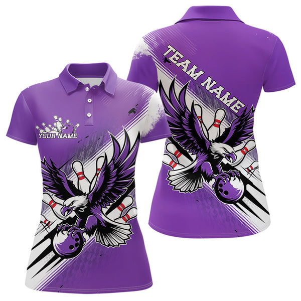 Maxcorners Custom Purple Eagle Bowling Jerseys, Eagle Bowling Men & Women Polo Shirts Team Uniform Bowlers Outfit