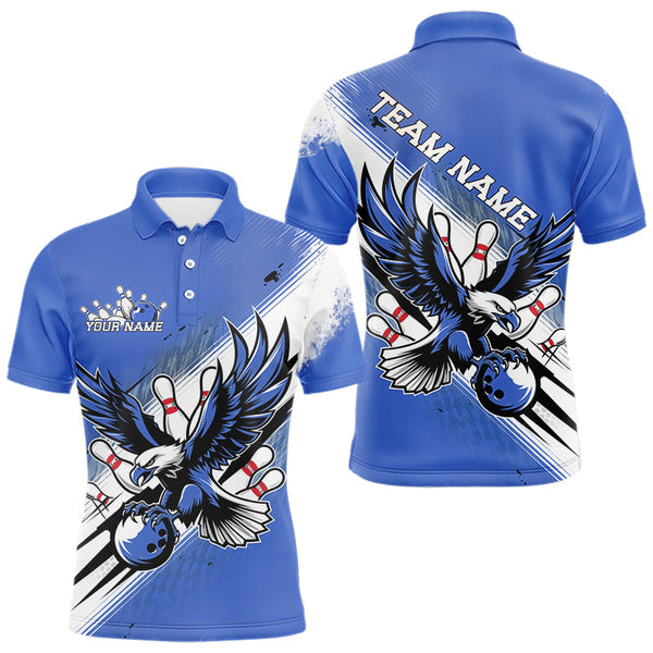 Maxcorners Custom Blue Eagle Bowling Jerseys, Eagle Bowling Men & Women Polo Shirts Team Uniform Bowlers Outfit