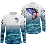 Maxcorners American Flag Tuna Long Sleeve Fishing Shirts, Custom Patriotic Tuna Tournament Fishing Shirts LM2408