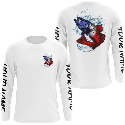 Maxcorners Personalized American Flag Speckled Trout Fishing Shirts, Patriotic Trout Long Sleeve Fishing Shirts LM0501