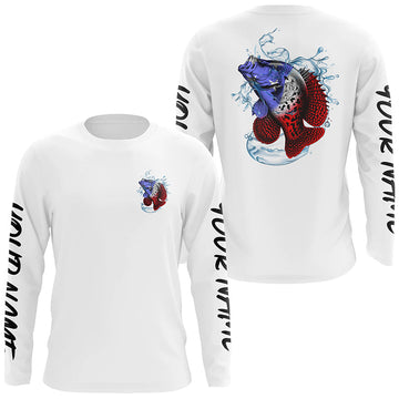 Maxcorners Personalized American Flag Crappie Fishing Shirts, Patriotic Crappie Long Sleeve Fishing Shirts LM0501