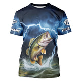 Maxcorners Blue Thunder Lightning Custom Largemouth Bass Fishing Tournament Fishing T Shirts MT2108
