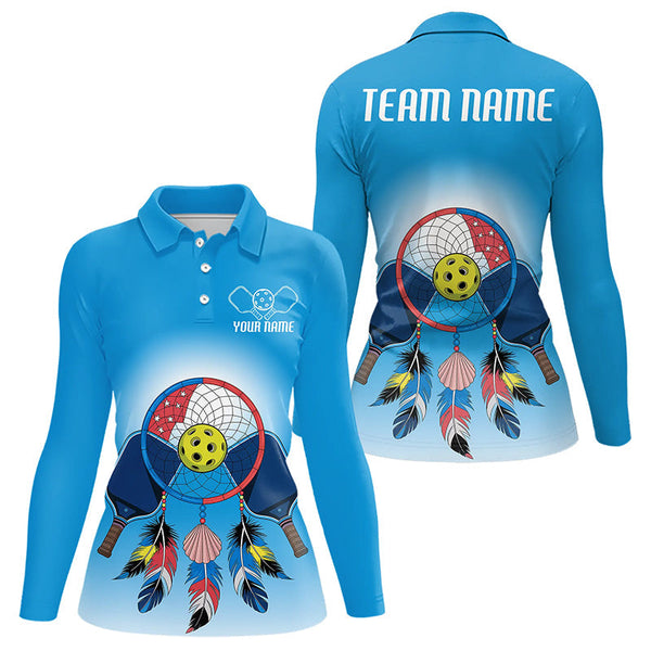 Maxcorners Custom Dreamcatcher Pickleball Polo Shirts For Men, Native Pickleball Shirt