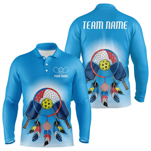 Maxcorners Custom Dreamcatcher Pickleball Polo Shirts For Men, Native Pickleball Shirt