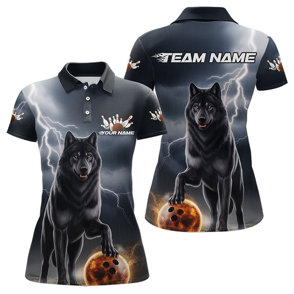 Maxcorners Custom Thunder Lightning Wolf Bowling Polo Shirts For Men And Women Wolf Bowling Jerseys