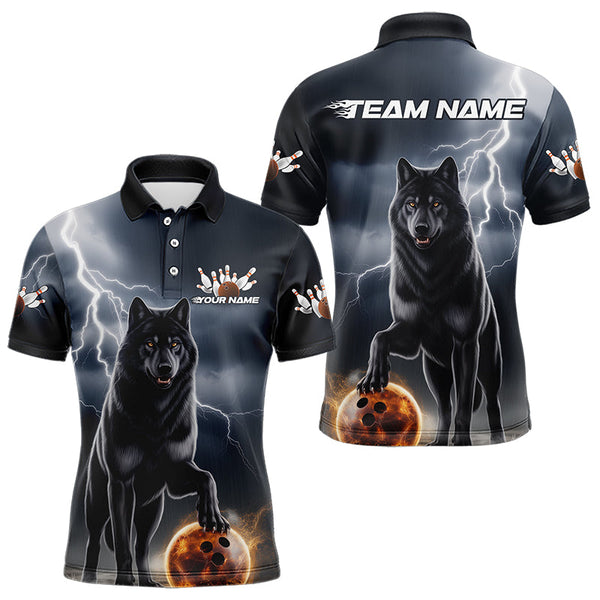 Maxcorners Custom Thunder Lightning Wolf Bowling Polo Shirts For Men And Women Wolf Bowling Jerseys