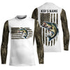 Maxcorners Personalized American Flag Bass Long Sleeve Fishing Camo Shirts, Patriotic Bass Fishing Jersey LM0201