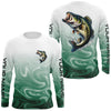 Maxcorners Custom Largemouth Bass Long Sleeve Tournament Camo Fishing Shirts, Bass Fishing Jerseys LM0201