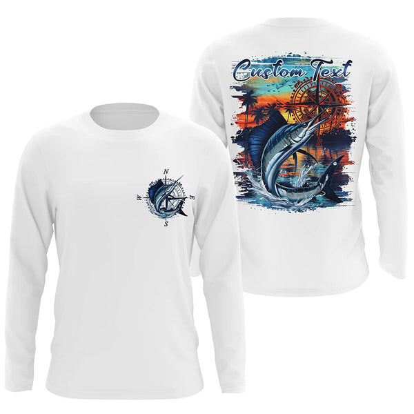 Maxcorners Custom Sailfish Fishing Long Seeve Sport Fishing Shirts, Saltwater Performance Fishing Shirt MT2108