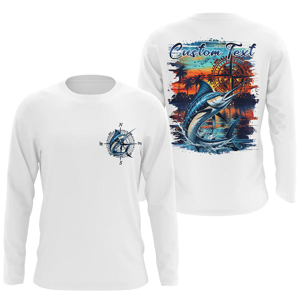 Maxcorners Custom Marlin Fishing Long Seeve Sport Fishing Shirts, Saltwater Performance Fishing Shirt MT2108