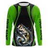 Maxcorners Custom Largemouth Bass Fishing Tournament Long Sleeve Fishing Shirts, Bass Fishing Jerseys | Green LM0201