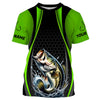 Maxcorners Custom Largemouth Bass Fishing Tournament Long Sleeve Fishing Shirts, Bass Fishing Jerseys | Green LM0201