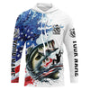 Maxcorners Personalized American Flag Bass Long Sleeve Fishing Shirts, Patriotic Bass Fishing Jerseys LM0201