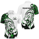 Maxcorners Custom Green Camo Lion Bowling Team Polo Shirts For Men, Lion Bowling League Shirt LM0803