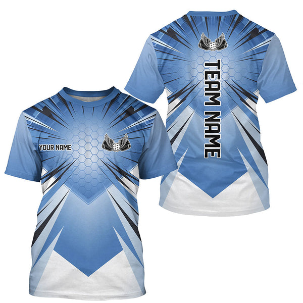 Maxcorners Custom Blue Pickleball Jerseys, Outdoor Pickleball Polo Shirts For Men, Pickleball Uniform