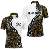 Maxcorners Black And Yellow Bowling Pattern Custom Bowling Team Men Polo Shirts, Bowling League Shirt LM113