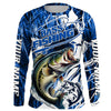 Maxcorners Personalized Largemouth Bass Long Sleeve Performance Fishing Shirts, Bass Fishing Jersey | Blue Camo LM0201