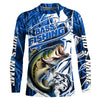 Maxcorners Personalized Largemouth Bass Long Sleeve Performance Fishing Shirts, Bass Fishing Jersey | Blue Camo LM0201