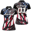 Maxcorners Bowling Ball And Pins American Flag Patriotic Customized Name, Team Anme 3D Polo Shirt