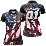 Maxcorners Bowling Ball And Pins American Flag Patriotic Customized Name, Team Anme 3D Polo Shirt