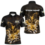 Maxcorners Custom Yellow Lightning Flame Dragons Bowling Men Polo Shirt, Fire Dragon Bowling Jerseys LM1109