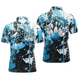 Maxcorners Blue Camo Bowling Team Shirts Polo Personalized Bowling League Jerseys Strike Bowling