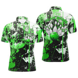 Maxcorners Green Camo Bowling Team Shirts Polo Personalized Bowling League Jerseys Strike Bowling