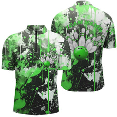Maxcorners Green Camo Bowling Team Shirts Polo Personalized Bowling League Jerseys Strike Bowling