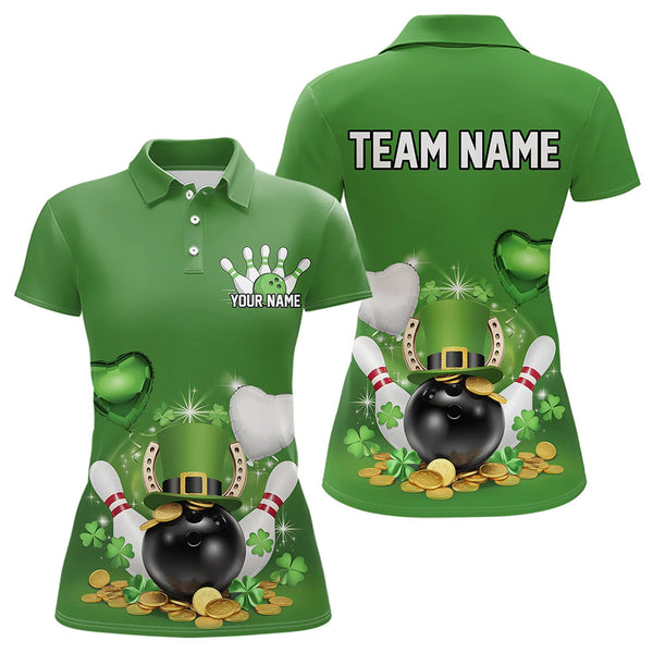 Maxcorners Custom Green St Patrick'S Day Bowling Polo Shirts For Men, Women Saint Patrick Team Bowling Outfits